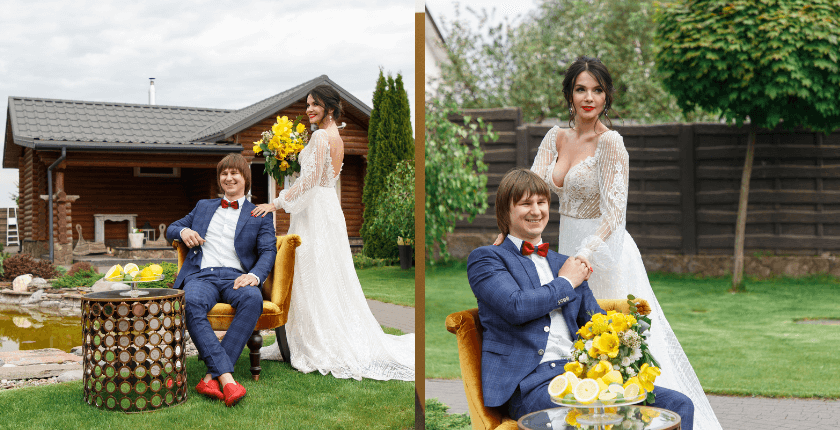 Tạo dáng chụp ảnh cưới lãng mạn với dáng ngồi