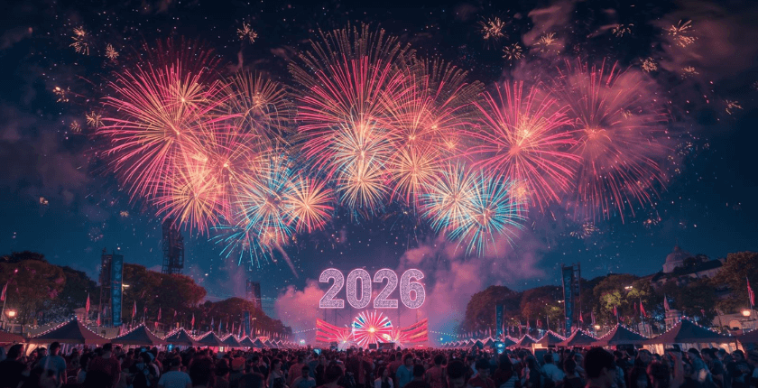 Ảnh chúc năm mới 2026 với pháo hoa, lễ hội, đại cảnh