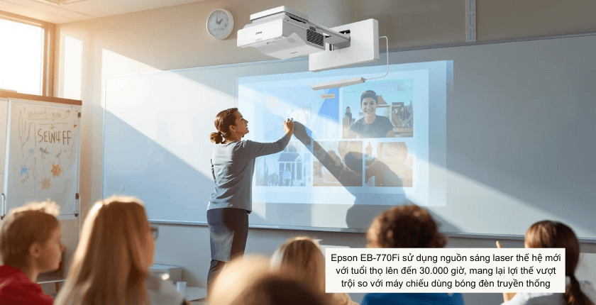 Epson EB-770Fi sử dụng nguồn sáng laser thế hệ mới với tuổi thọ lên đến 30.000 giờ