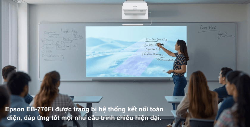 Epson EB-770Fi được trang bị hệ thống kết nối toàn diện, đáp ứng tốt mọi nhu cầu trình chiếu hiện đại