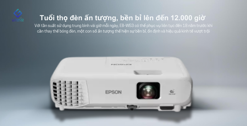 Máy chiếu Epson EB-W53 được trang bị bóng đèn UHE 210W hiệu suất cao