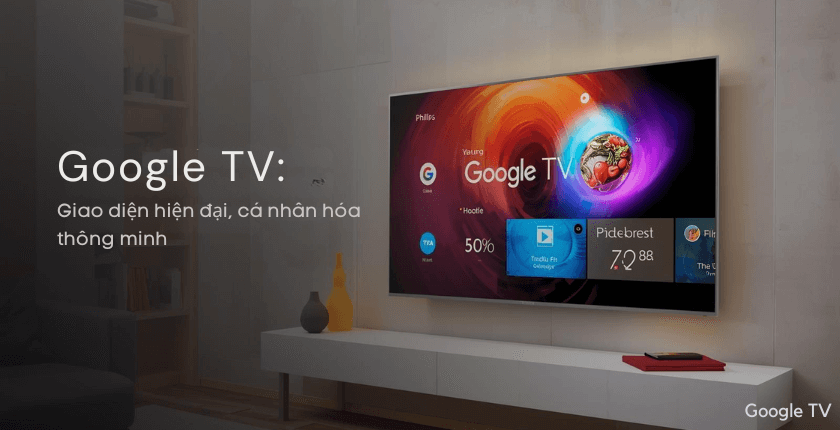 Google TV Philips 55 inch 4K UHD QLED 55PQT8530 chạy nền tảng Google TV