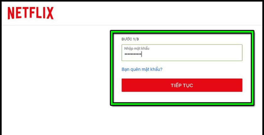 thiết lập mật khẩu đăng nhập cho tài khoản Netflix