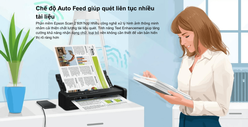 Chế độ Auto Feed giúp quét liên tục nhiều tài liệu