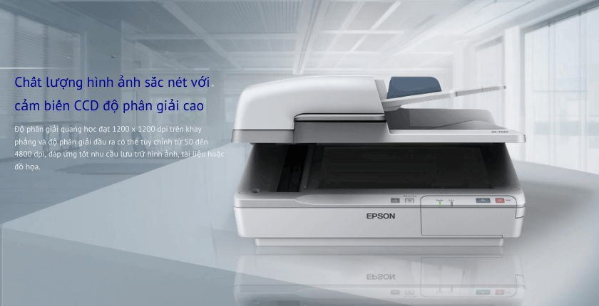 Máy scan 2 mặt Epson WorkForce DS-6500 được trang bị cảm biến CCD màu 4 đường cùng nguồn sáng LED trắng