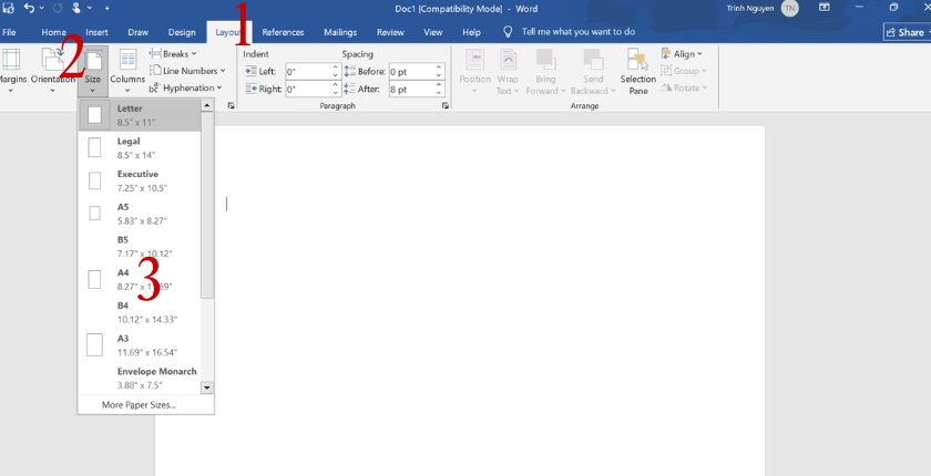 Cách chỉnh khổ giấy A4 trong Microsoft Word