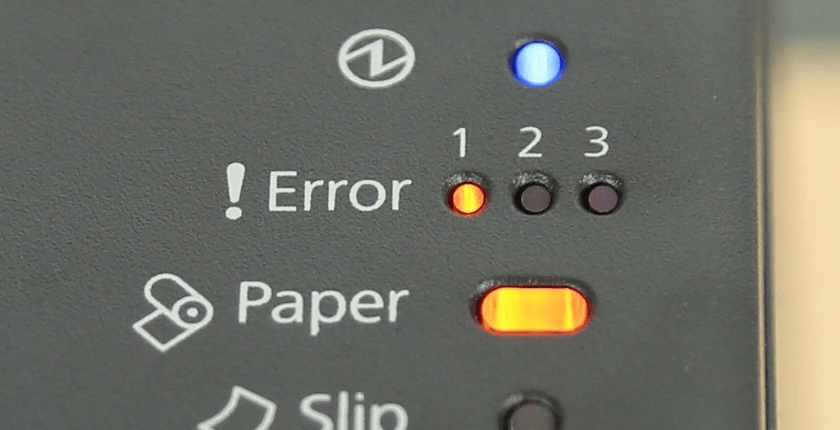 Đèn Error sáng đỏ liên tục trên máy in hóa đơn