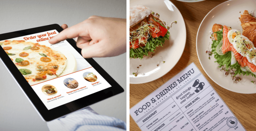 menu điện tử và menu giấy