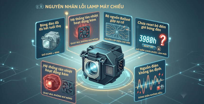 Nguyên nhân máy chiếu Epson báo lỗi Lamp