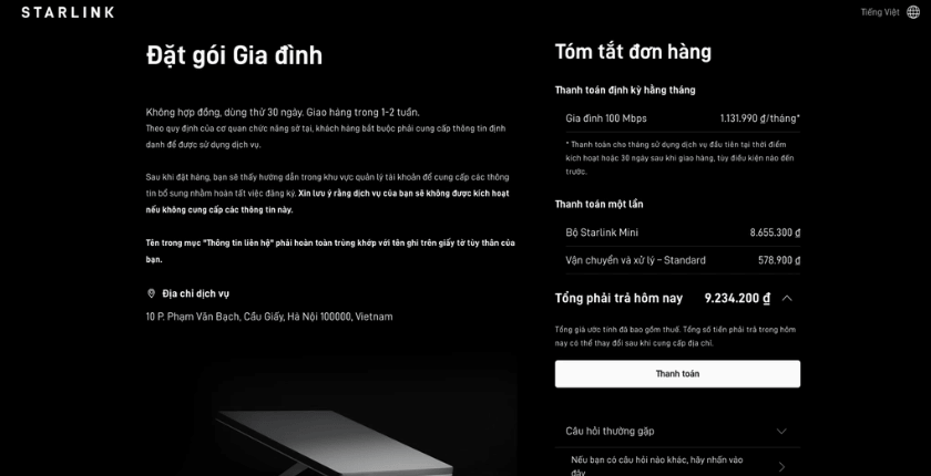 Internet Starlink Việt Nam