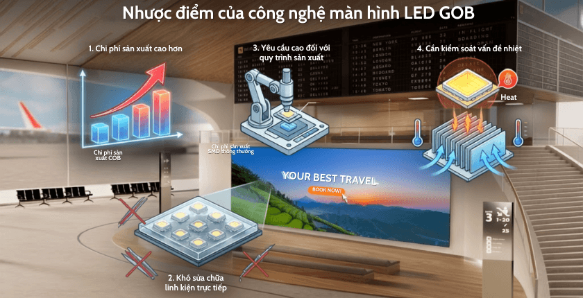 Lớp phủ GOB giúp hạn chế tác động của va chạm, bụi và hơi ẩm lên bề mặt module