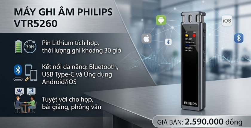 Philips VTR5260 ghi âm Linear PCM