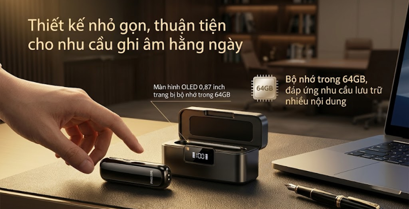 thiết kế nhỏ gọn Philips VTR5170 Pro