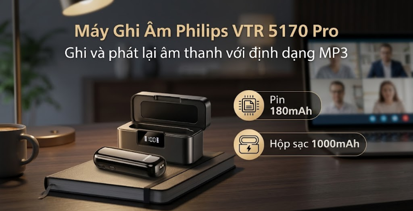 Philips VTR5170 Pro hộp sạc 1000mAh