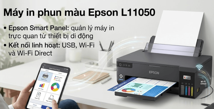 Máy in Epson L11050 hỗ trợ Wi-Fi