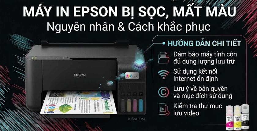 Máy in Epson bị sọc và mất màu