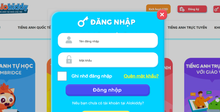 Điền thông tin tài khoản