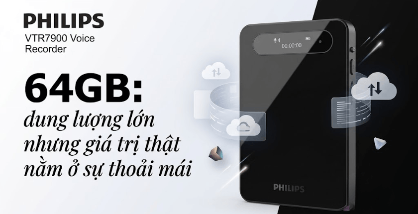 Máy ghi âm Philips VTR7900 bộ nhớ 64GB