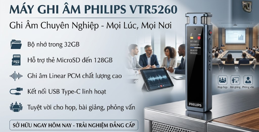 máy ghi âm Philips VTR5260 chính hãng
