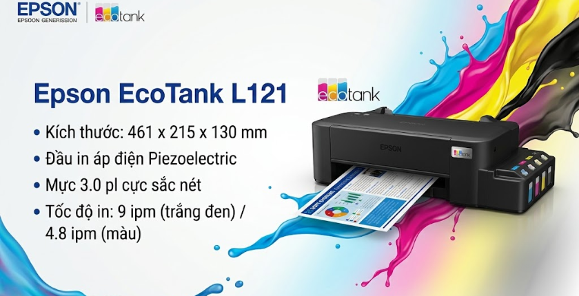 máy in Epson L121 thiết kế nhỏ gọn