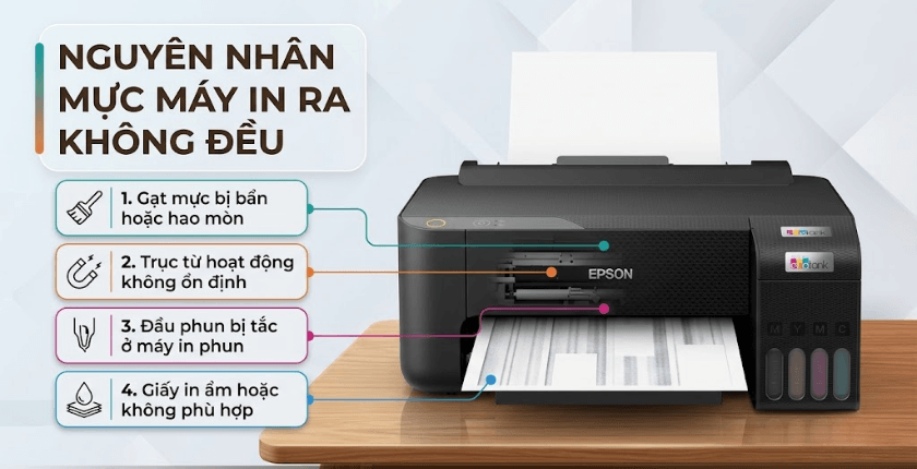 Máy in bị sọc trắng trên giấy