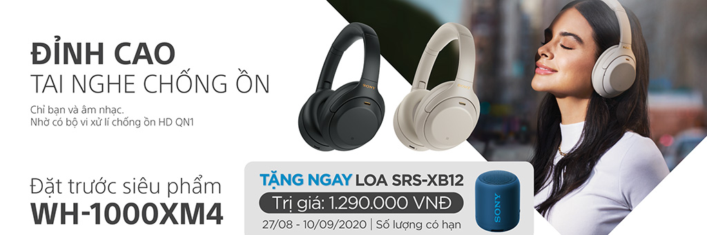 Đặt trước tai nghe Hi-Res chống ồn Sony WH-1000XM4 nhận ngay loa Bluetooth Sony SRS-XB12